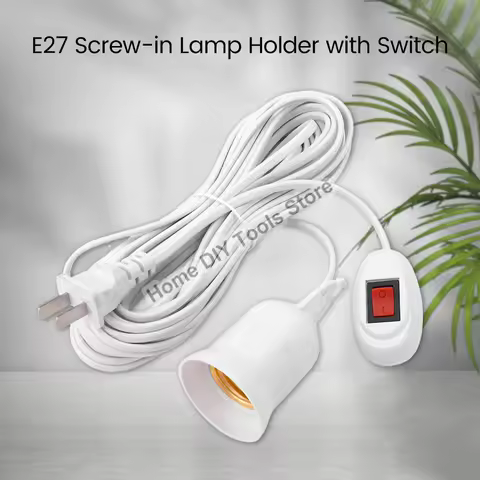 3/5/8/10m Power Cord Cables E27 Lamp Base Holder With Switch Wire For Pendant Led Bulbs Fixture Hang