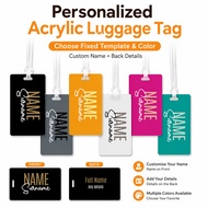 Personalized Acrylic Luggage Tag Custom Name Bag Tag Waterproof Travel Baggage Tag for Suitcase Back