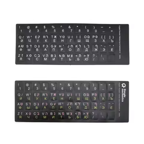 3 Language in 1 Keyboard Stickers Language English Russian Hebrew for PC Laptop Accessories