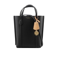 TORY BURCH Perry 荔枝皮革三層迷你托特包(黑色)