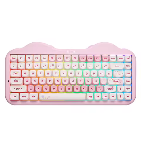 YUNZII C75 Wireless Mechanical Keyboard, 75% Creamy Hot Swap Custom RGB Keyboard, Gasket Cute Cake D