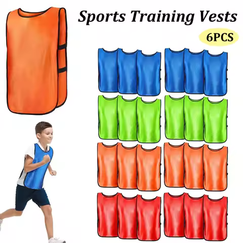 6PCS Soccer Pinnies Quick Drying Football Team Jerseys Sports Soccer Team Training Practice Youth Ad