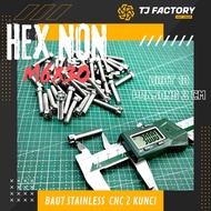 10 M6 THREAD BOLT 3 CM LENGTH STAINLESS CNC 2 KEYS HN M6x30 M6 x 30 by Tj Factory (Price per PCS)