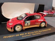 1/43 IXO PEUGEOT 206 WRC WINNER  NEW ZEALAND 2003