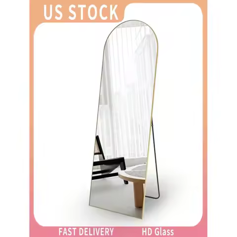 18x58 Modern Arched Floor Mirror, Oversized Full Body Wall Mirror, Aluminum Alloy Frame Wall Hanging