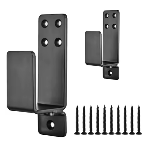 1 Pair Door Barricade Brackets, Door Metal Bar Bracket for 2X4 Lumber Door Brace Security Bar
