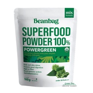 BeanBag Power Green smoothies 100g.  Super food Organic  เครื่องดื่มผักเคลผง อาหารเสริมสูตร ดีท็อกซ์