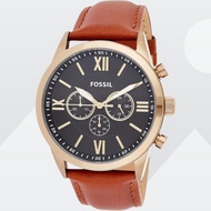 [Powermatic]Fossil BQ2261 Flynn Black Chronograph Brown Leather Men's Casual Dress Watch