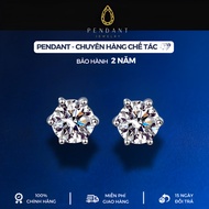 Women's Classic 6-Nail Silver Earrings with White Gold Polished 6.8 Cups - PENDANT Brand - Inspectio