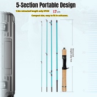 5-Section Portable Travel UL Power Spining Fishing Rod 1.5m Baitcasting Rod Ultralight Casting Rod