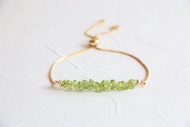天然橄欖石拉繩手鍊 橄欖石手環 三色選 鍍金鍍銀鍍玫瑰金
