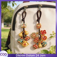 GANTUNGAN Lucky Keychain Pray Please Blessings Retro Chinese Lucky Keychain Fengshui Keychain