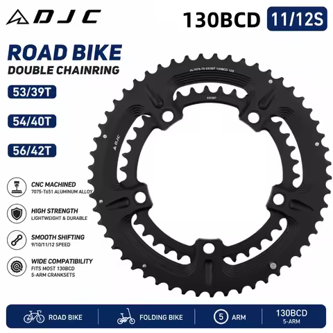 DJC 130BCD Road Bike Double Chainring 53/39T 54/40T 56/42T Round Chainring for Shimano 5700 6700 Fol