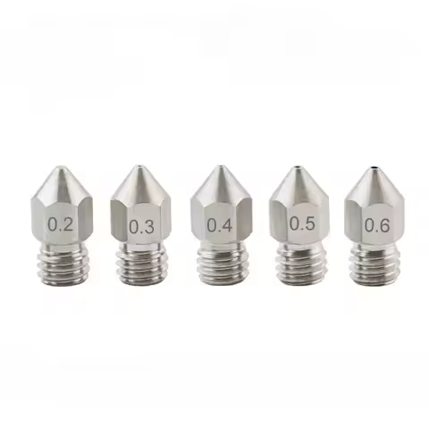 3D Printer Threaded Stainless Steel MK8 Nozzle M6 0.2/0.3/0.4/0.5/0.6/0.8/1.0mm for 1.75mm Filamentf