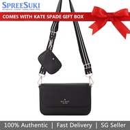 Kate Spade Handbag In Gift Box Rosie Flap Crossbody Bag Black # KA646