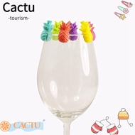 CACTUS Wine Glass Tags, Silicone Marker Tool Drink Markers,  Creative Reusable Distinguish Wine Cup 