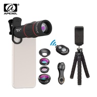 APEXEL APL-T18XBZJ5 Telephoto 4 In 1เลนส์โทรศัพท์มือถือ Universal ชุด18X โทรศัพท์มือถือเลนส์กล้องโทรศัพท์198 ° เลนส์ตาปลา0.63X มุมกว้าง15X เลนส์ไมโครพร้อมเลนส์ติดกล้องโทรศัพท์มือถือ Mini ขาตั้งกล้องขาตั้งโทรศัพท์ซัมซุง Huawei Xiaomi สมาร์ทโฟนส่วนใหญ่