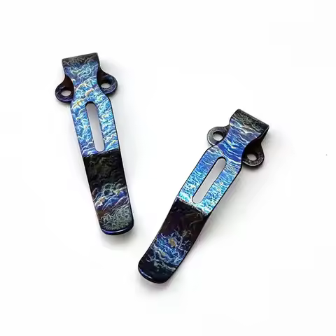 1pc Blue Craquelure Titanium Knife Pocket Clip Clamp For Benchmade Bugout 535 Griptillian Mini-Grip 