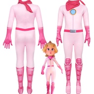 The Super Mario Bros Movie Mario Jumpsuits Peach Princess Pink Girl Birthday Cosplay Party Costume