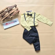 KEMEJA Kids boys clothes set, shirt, chino pants, suspenders, imported premium, nice, cool K456
