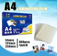A4 Plastic Laminating Film 55 / 125 / 250 MICRONS Protection Film / Silk Film (100pcs/Pack)