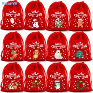 Drawstring Merry Christmas Santa Claus Gift Bags Cookies Candy Packaging Bag for Christmas
