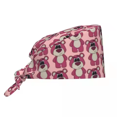 Custom Classical Lotso Huggin Bear Working Cap Surgical Hats Cartoon Character Operating Room Cap Nu