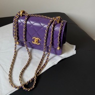 Chanel 雙金珠 雙金球 19cm 紫色💜 新款