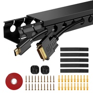 Updated Cable Raceway Kit - 77 (5x15.4) Inch Open Slot Wire Covers for Cords, Under Desk Cable Manag