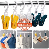 [Wholesale] Multifunctional Plastic Clotheslinger/ Windproof Clothes Hanging Clip Hook/ Household Clothes And Hats Drying Hooks/ Rotating Sock Drying Disc Replacement Clip