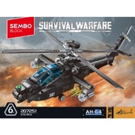 Sembo Block Survival Warfare Helicopter Apache AH-64