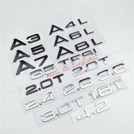 台灣現貨高品質 Audi 奧迪 尾標 字標 車標 黑色 A3 A4 A5 A6 A7 A8 A4L 2.0T A6L A