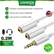 UGREEN 3.5 mm Male to 2 Port 3.5mm Female Aux Audio Jack Microphone Stereo Y Splitter Cable Converter Adapter Earphone Headphone Headset Pc Laptop Smartphone Tablet Dell Asus Acer Samsung Huawei Oppo Vivo Android Windows 20 CM