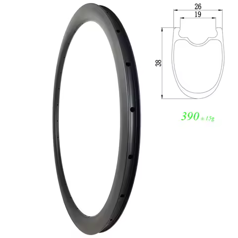 390g SL 700c 38mm clincher tubeless road disc carbon rim 26mm wide 19mm inner UD 3K 12K 24H 28H 32H 