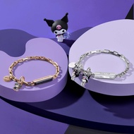 Kuromi 特別版 客製化刻字 方形鋼條寶石手鍊 (2色)