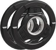 Weight Plate 2-Inch Rubber Coated Olympic Grip Plate for Barbell,Solid Cast Iron Weight Plates for S