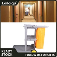 Lailaiqu-my 3 Tier Plastic Janitorial Cart  Large Capacity Cleaning with Cover for Hotel Airport Gre