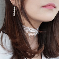 Tier Drop Lace Choker Necklace / korea korean fashion accessories jewelry jewellry item jewel 925 si