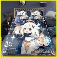 ST2 Genshin Impact Bedsheet Pillowcase combination Comfortable Washable 3IN1 Anime sheet Pillow case