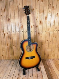 QTE QAG23 40" Inches Acoustic Guitar Slim Type with Pickup Tuner and Freebies