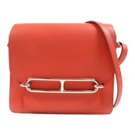 HERMES Clemence皮革Roulis Mini銀扣肩背袋Rouge Tomate