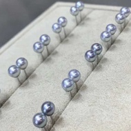 Japan Akoya Akoya Real Hemp Earrings 4-9mm Round Strong Light Pearl Earrings Earrings 18K Gold Fashi
