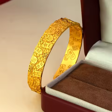 Luxury jewelry 24K real gold Jiyan open bracelet au9999 gold ancient fashion fashion wide solid hamm