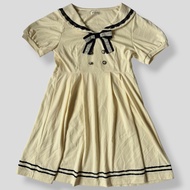 Axes Femme Ivory/Cream Laced Bow Marine Sailor Esque Dress | Coquette Liz Lisa Girly Kei Mori Kei
