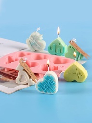 1個 6 分格愛心矽膠蠟燭模具,適用於肥皂、樹脂、蠟燭、馬芬、蛋糕、巧克力模具,情人節和母親節禮物