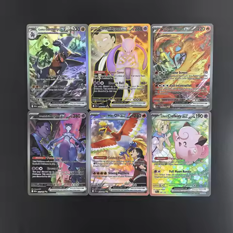 6PCS PTCG Pokemon English SV9a SV10 SR Carchomp Mewtwo Moltres Ho-Oh lillies Clefairy EX Toys Hobbie