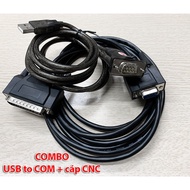 Combo USB to DB9 RS232 cable + DB9 to DB25 CNC machine cable. Convert USB to DB9 Male pin and DB9 Fe