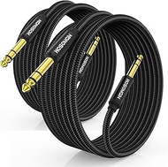 HOSONGIN 1/4 Inch TRS Instrument Cable 20ft 2-Pack [Nylon Braided Shielded], 1/4 Inch to 1/4 inch TR