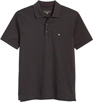 Men's Solid Black Cotton Interlock Short Sleeve Polo T-Shirt