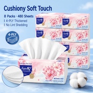 8 Packs Facial Tissue 4-Ply 480 Sheets 100% Virgin Wood Pulp Baby Friendly Paper Towels PB